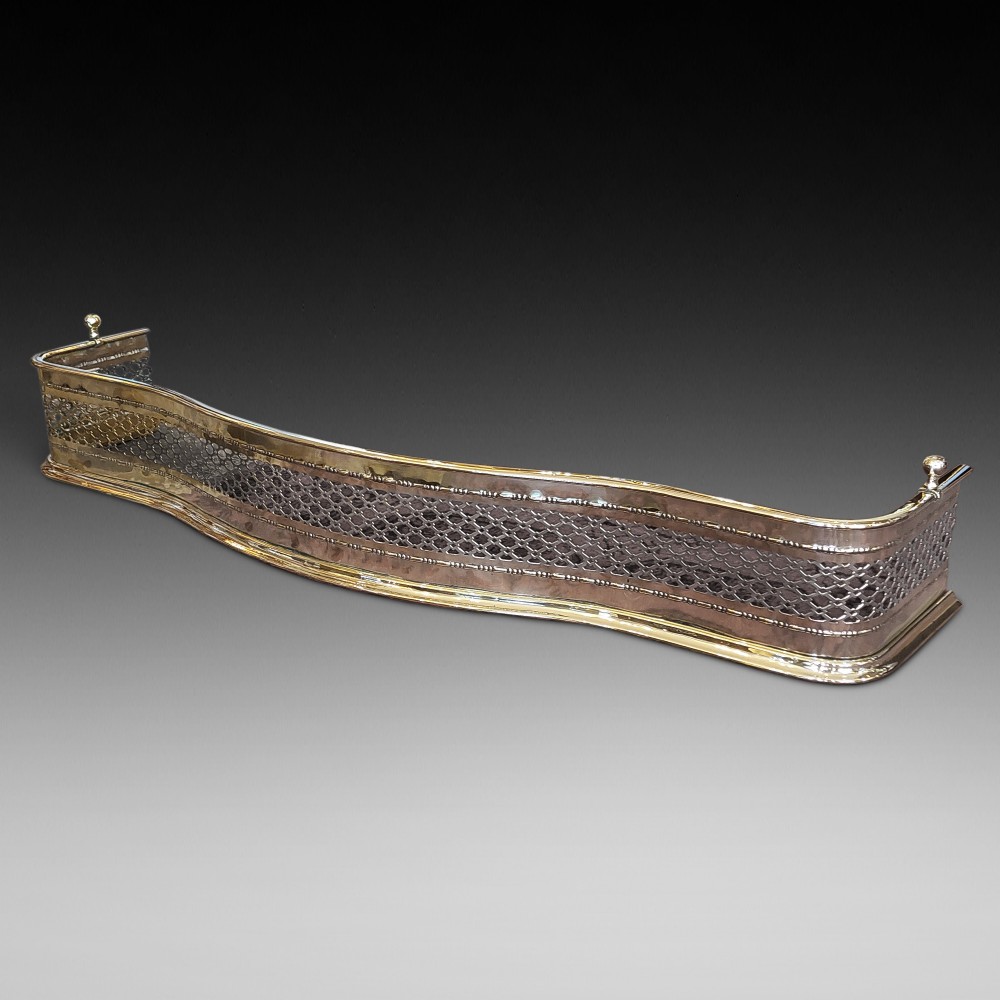 Edwardian Serpentine Brass Fire Fender