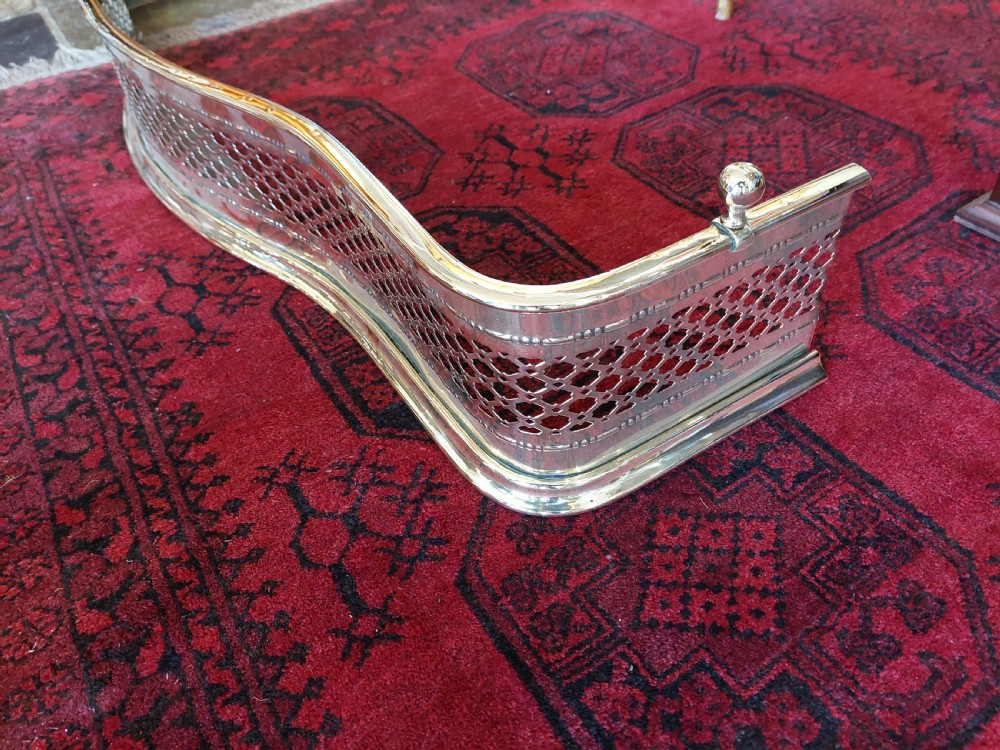 Edwardian Serpentine Brass Fire Fender View II