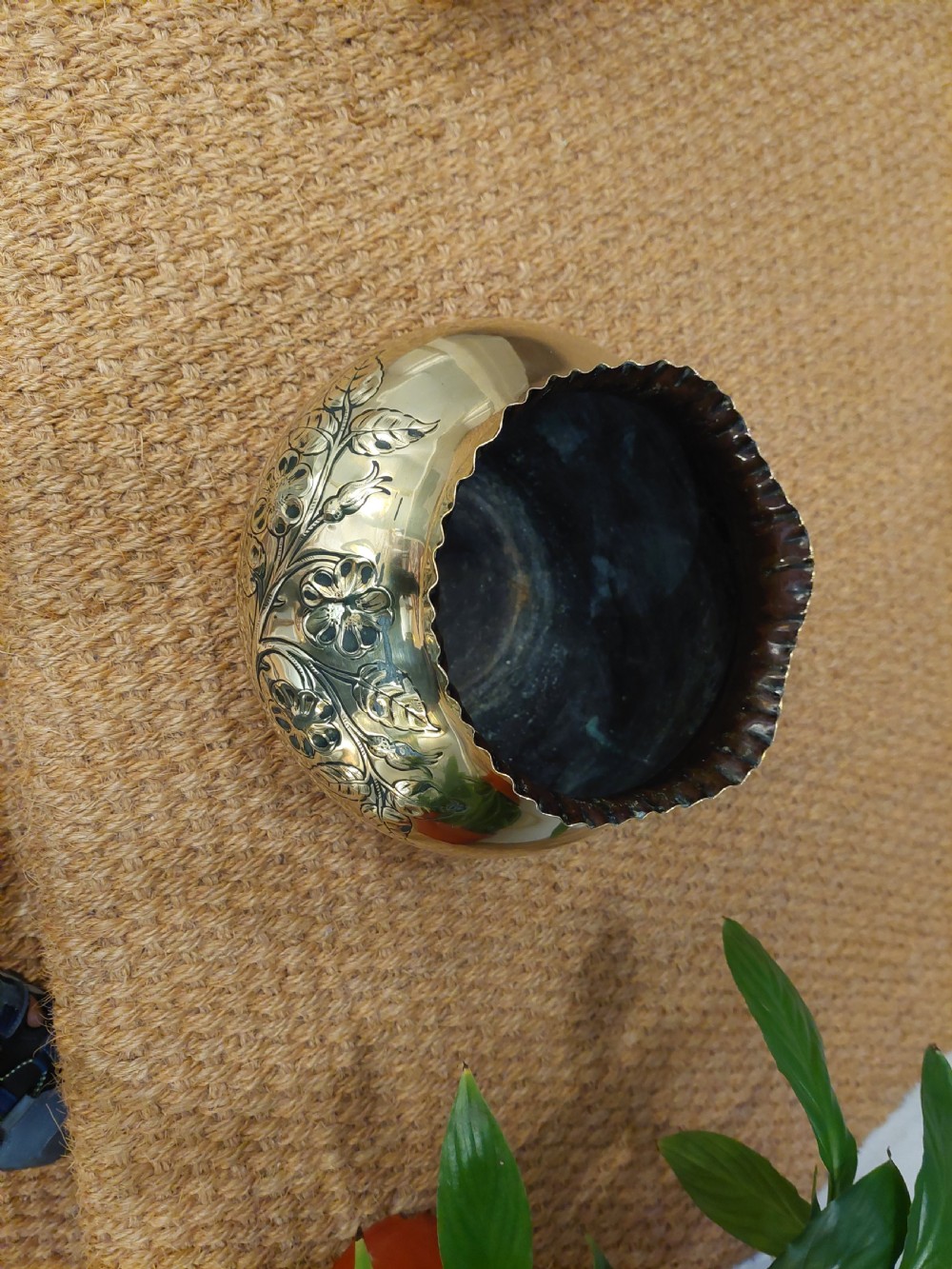 Victorian Floral Embossed Brass Planter View III