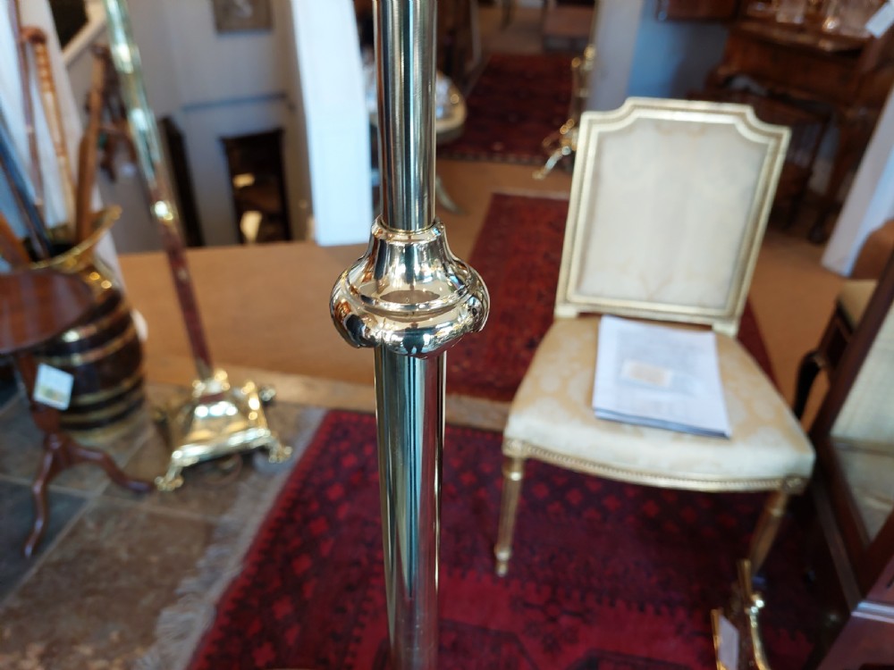 Art Nouveau Brass Adjustable Standard Oil Lamp View IX