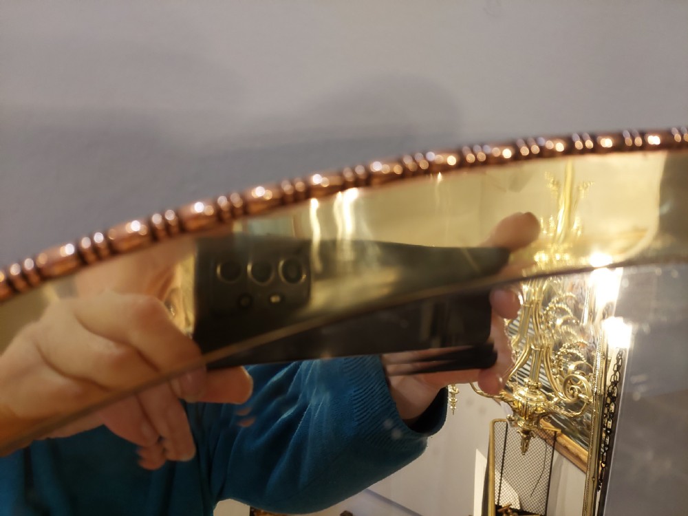 Arts and Crafts Brass Framed Wall Mirror View V