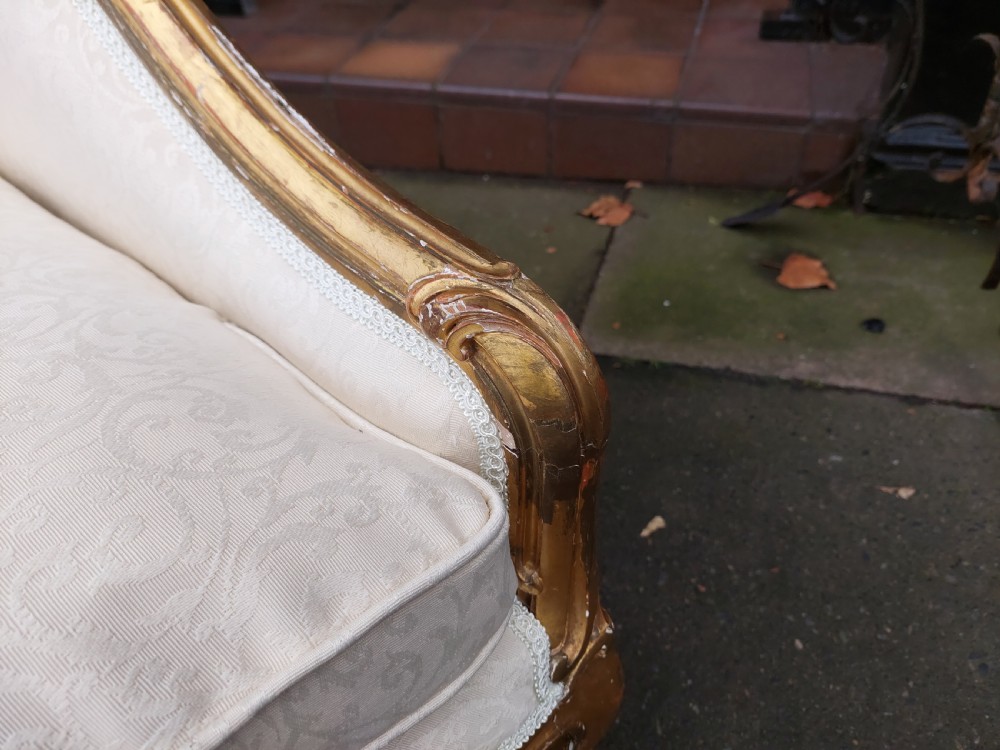 Victorian giltwood chaise longue  View V