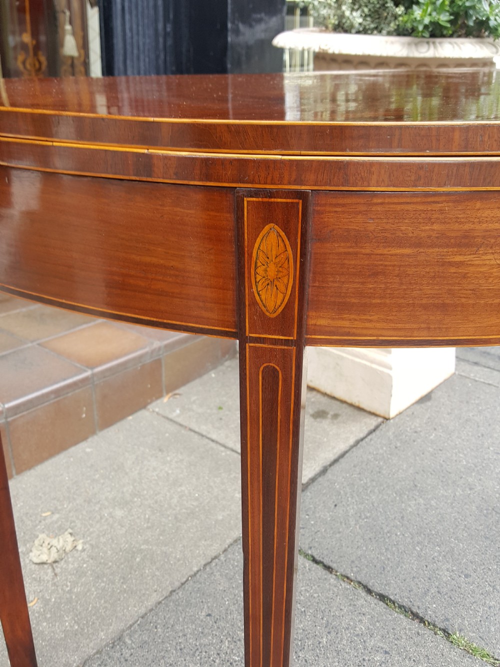 Sheraton Period Mahogany Demi-Lune Tea Table View II