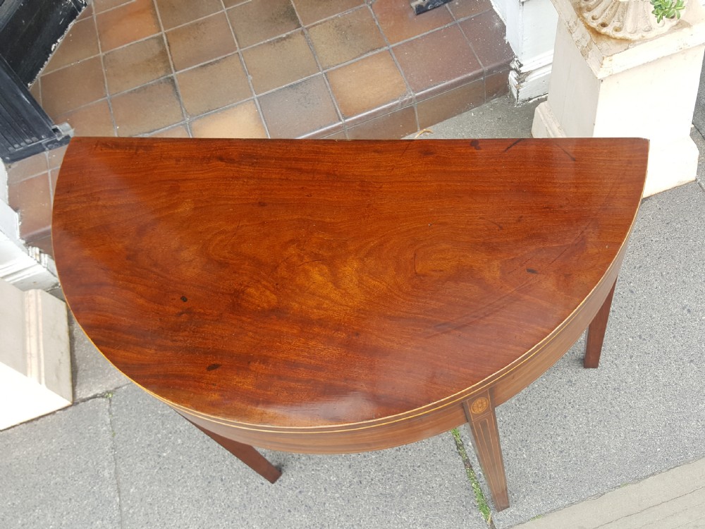 Sheraton Period Mahogany Demi-Lune Tea Table View IV