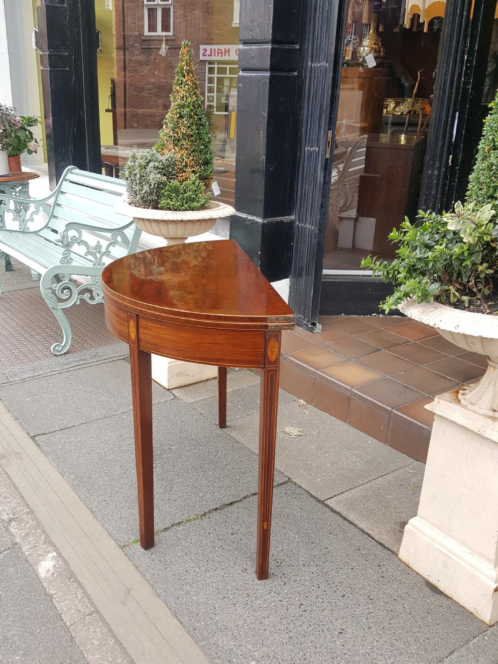 Sheraton Period Mahogany Demi-Lune Tea Table View V