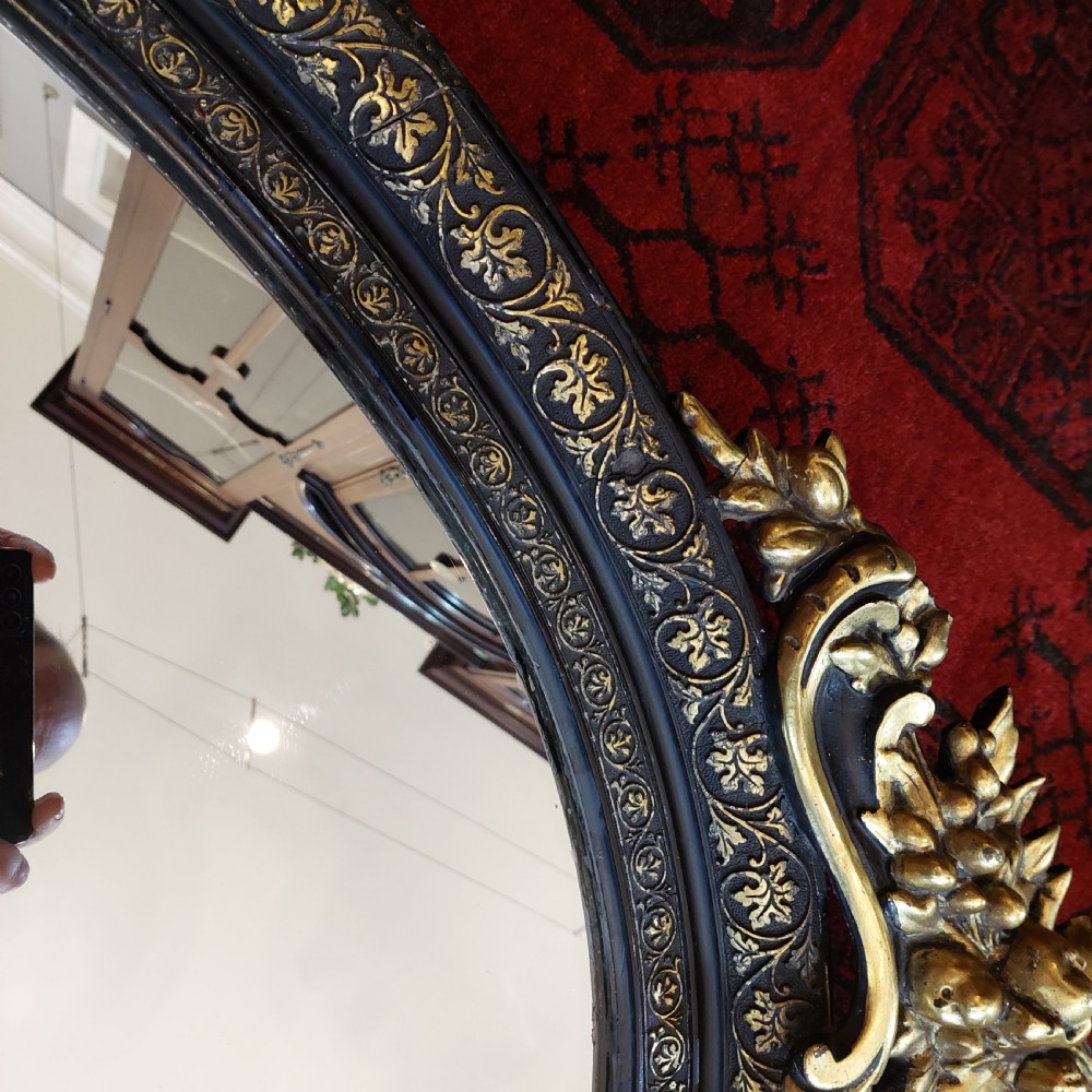 19thC Ebonised, Giltwood and Gesso Wall Mirror View IV