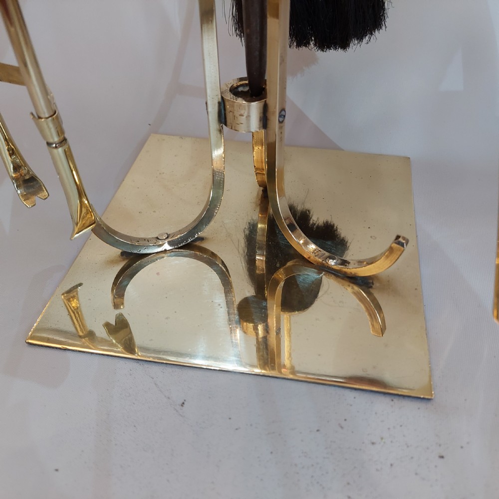 Art Deco Brass Companion Fireside Tidy Set View II