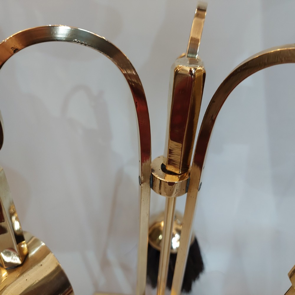 Art Deco Brass Companion Fireside Tidy Set View III