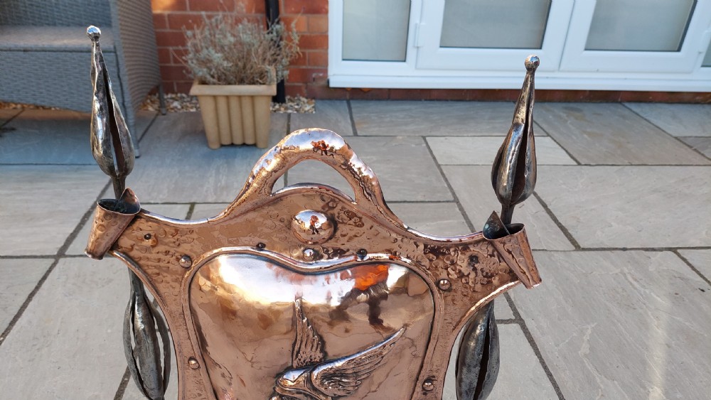 Art Nouveau Copper and Wrought Iron Fire Screen View VI