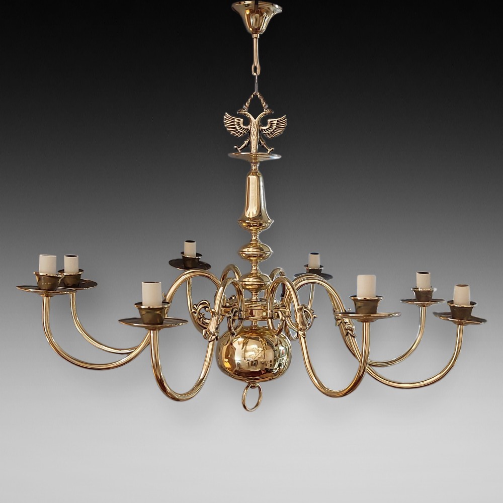 Early 20thC Eight Branch Dutch Style Chandelier