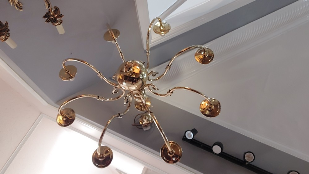 Early 20thC Eight Branch Dutch Style Chandelier View II