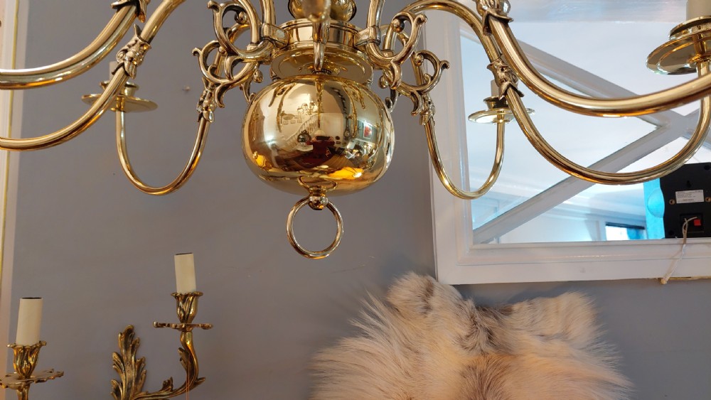Early 20thC Eight Branch Dutch Style Chandelier View III