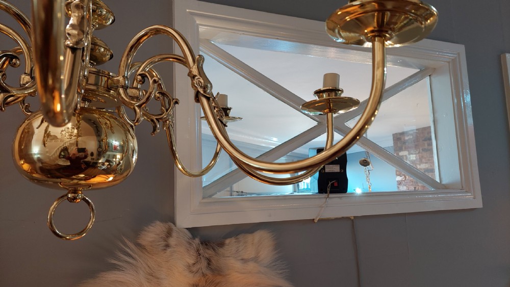 Early 20thC Eight Branch Dutch Style Chandelier View IV
