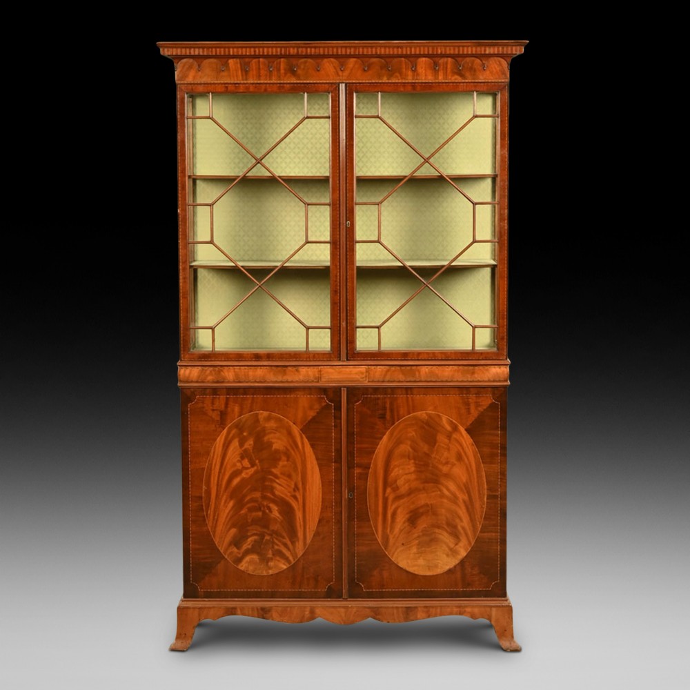 Edwardian Mahogany Display Bookcase Cabinet