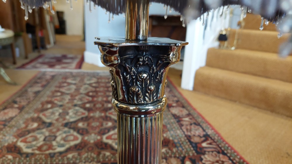 Pair of Edwardian Neoclassical Corinthian Column Table Lamps View IV