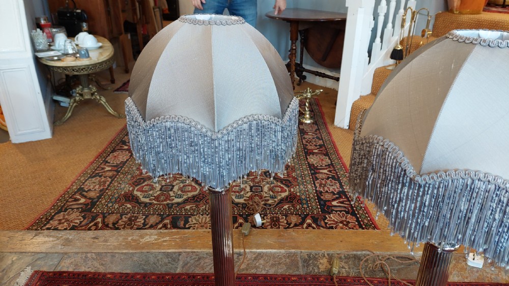 Pair of Edwardian Neoclassical Corinthian Column Table Lamps View V
