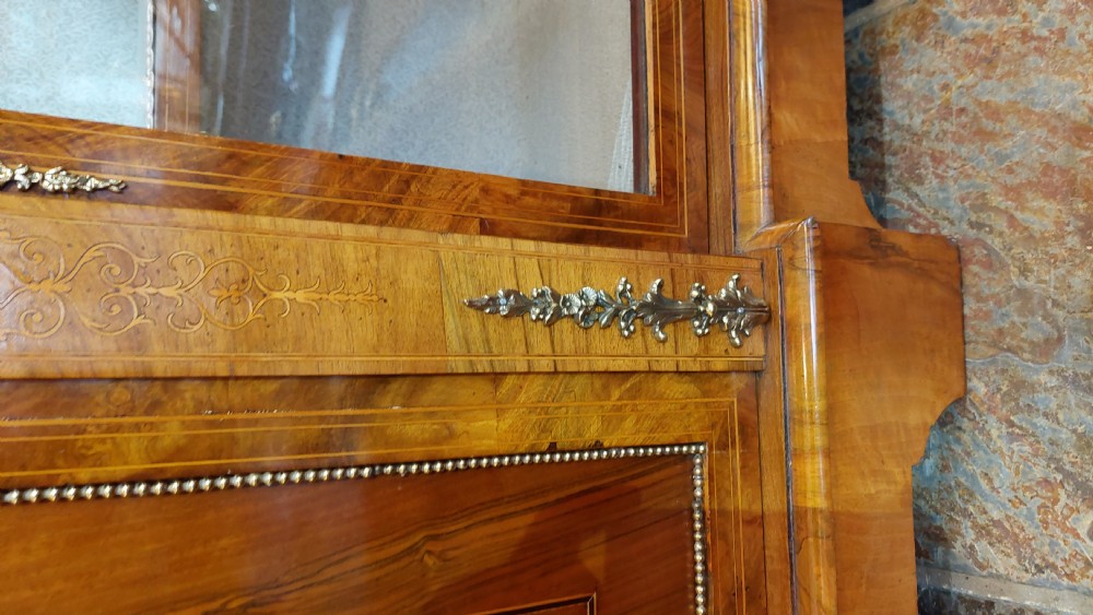 19thC Inlaid Black Walnut Breakfront Credenza Cabinet View V