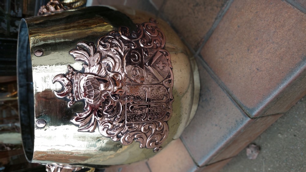 19thC Regency Brass and Copper Log Bin Planter View II