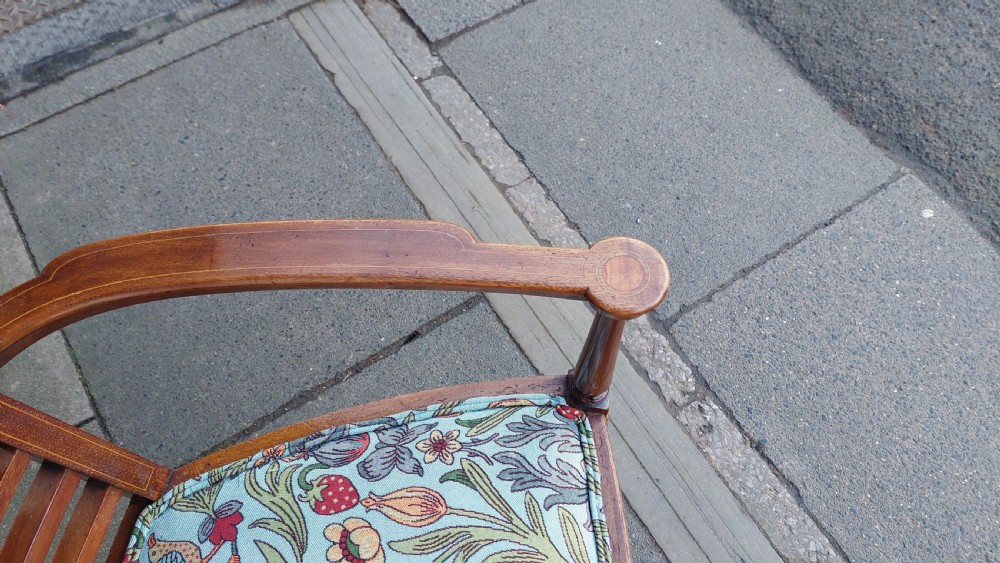 Edwardian Inlaid Mahogany Art Nouveau Armchair View V