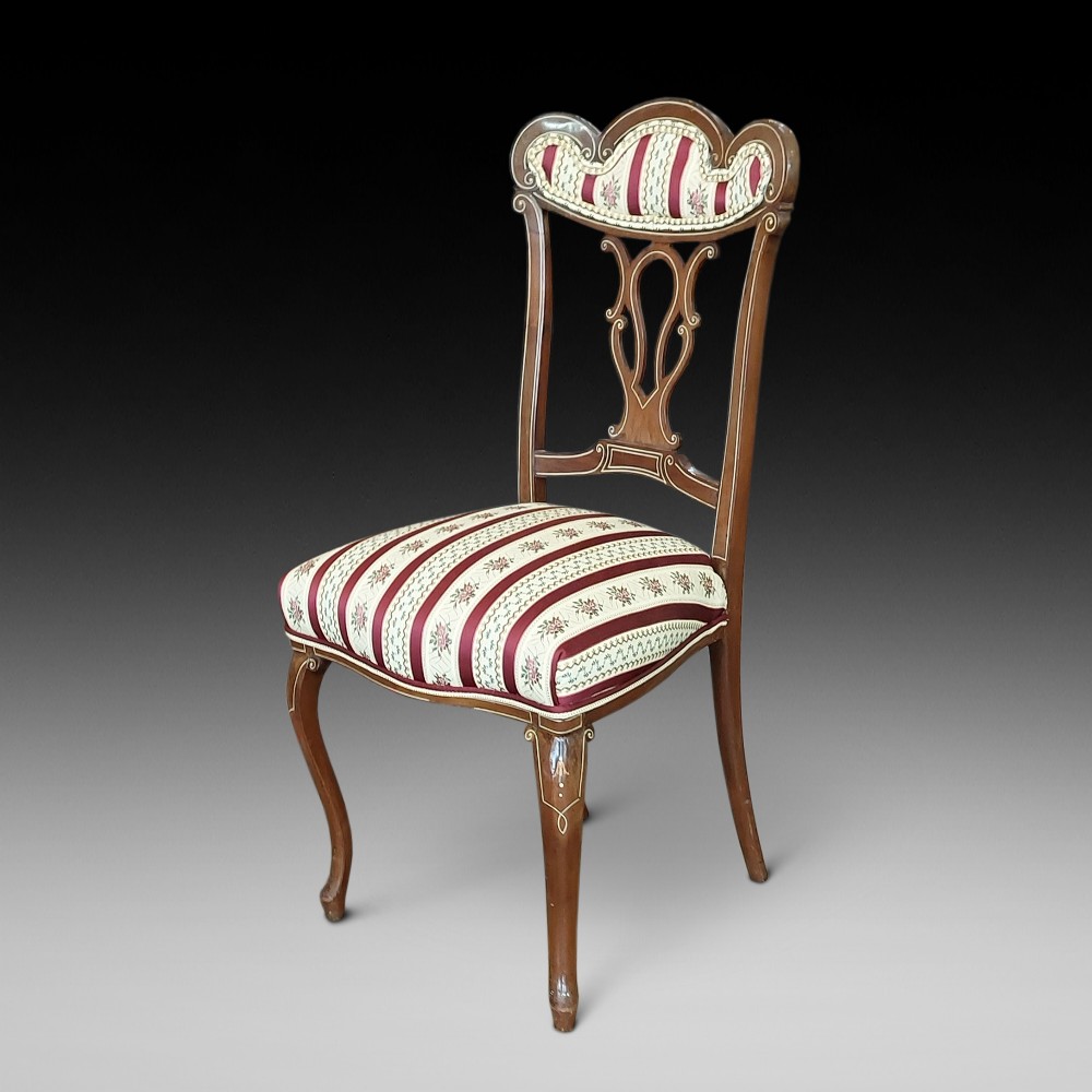 Late Victorian Bone Inlaid Mahogany Salon Chair