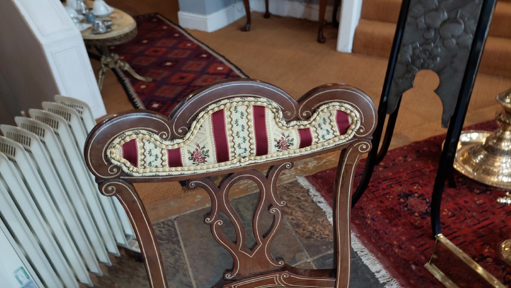 Late Victorian Bone Inlaid Mahogany Salon Chair View II