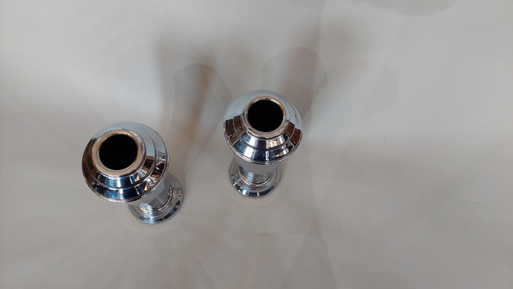 Pair of Art Deco Chrome Bud Vases  View II