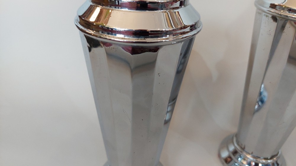 Pair of Art Deco Chrome Bud Vases  View IV
