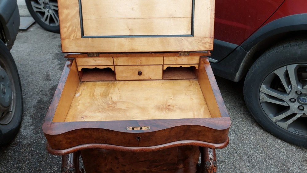Victorian Walnut and Inlaid Serpentine Front Davenport View III