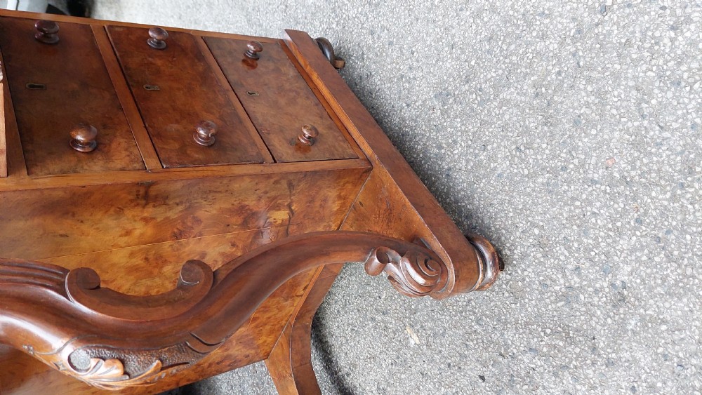 Victorian Walnut and Inlaid Serpentine Front Davenport View VI