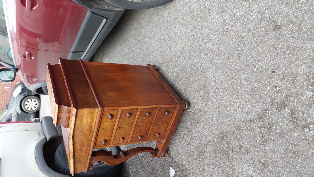 Victorian Walnut and Inlaid Serpentine Front Davenport View VIII