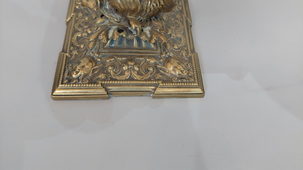 19thC Gilt Brass Oil Lamp View II