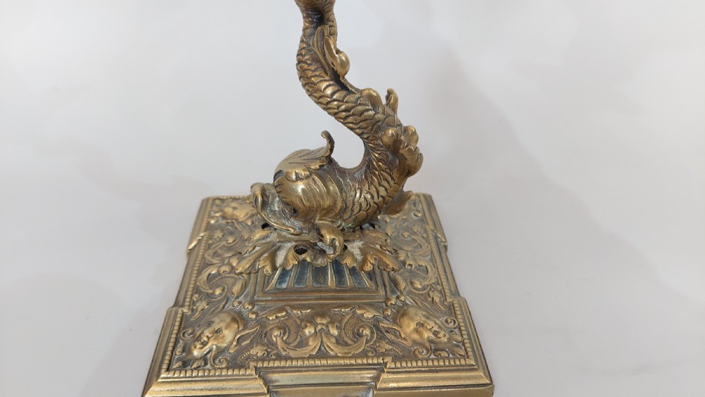 19thC Gilt Brass Oil Lamp View IV