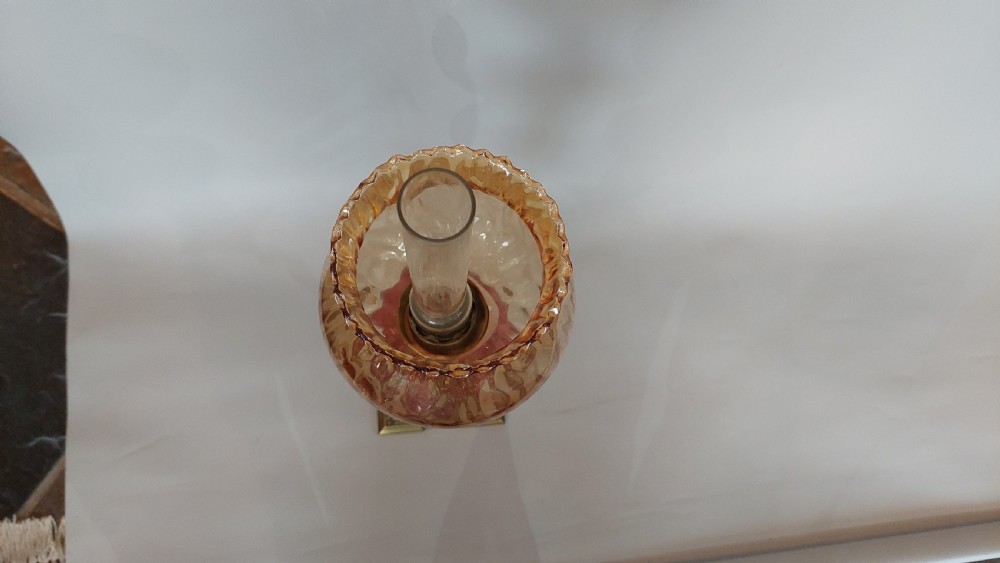 19thC Gilt Brass Oil Lamp View VIII