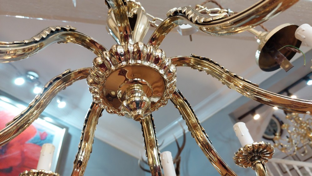 1920's Eight Branch Brass Chandelier View V