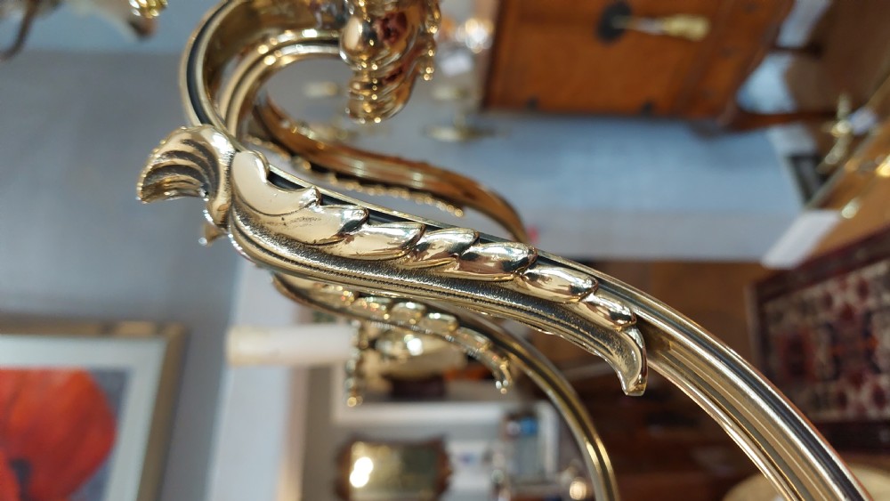 1920's Eight Branch Brass Chandelier View VI
