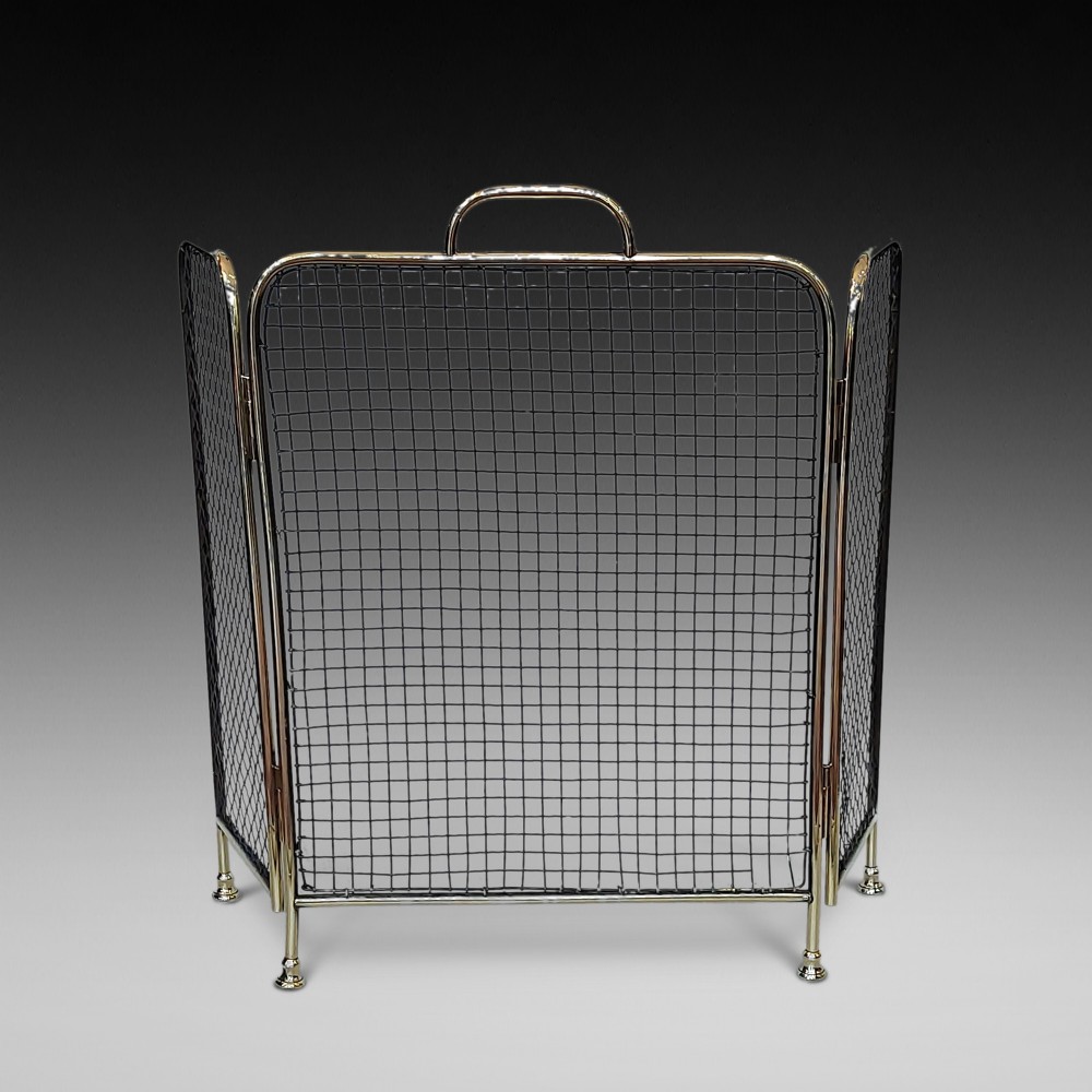 Edwardian Brass and Wire Fire Spark Guard