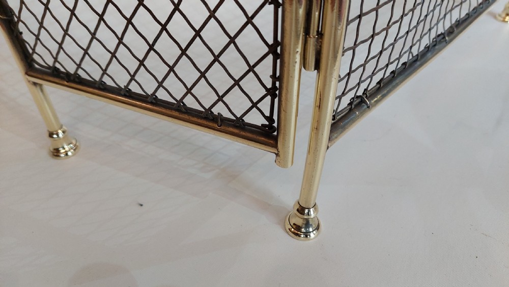 Edwardian Brass and Wire Fire Spark Guard View IV