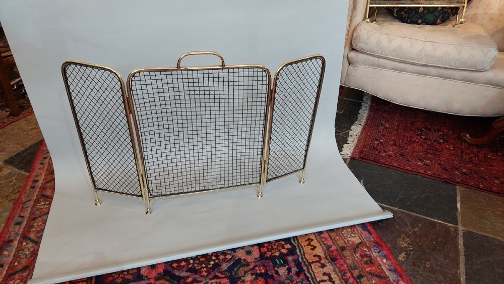Edwardian Brass and Wire Fire Spark Guard View V