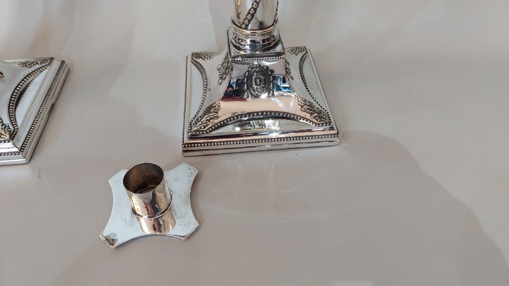 Fine Pair of Victorian Silver Plated Candlesticks View II