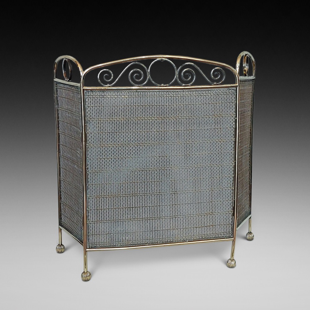 Edwardian Brass and Wire Fire Spark Guard