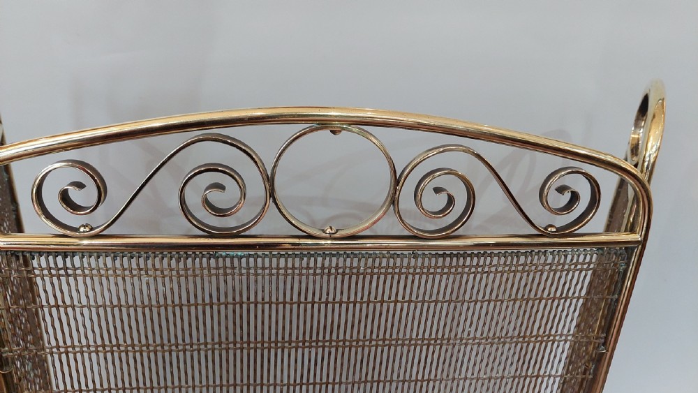 Edwardian Brass and Wire Fire Spark Guard View II