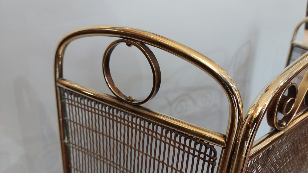 Edwardian Brass and Wire Fire Spark Guard View IV