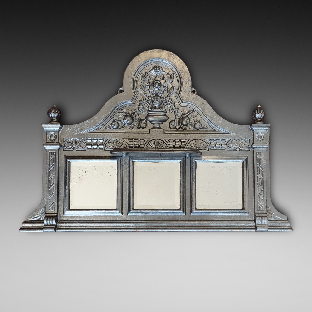 Victorian cast iron overmantel mirror