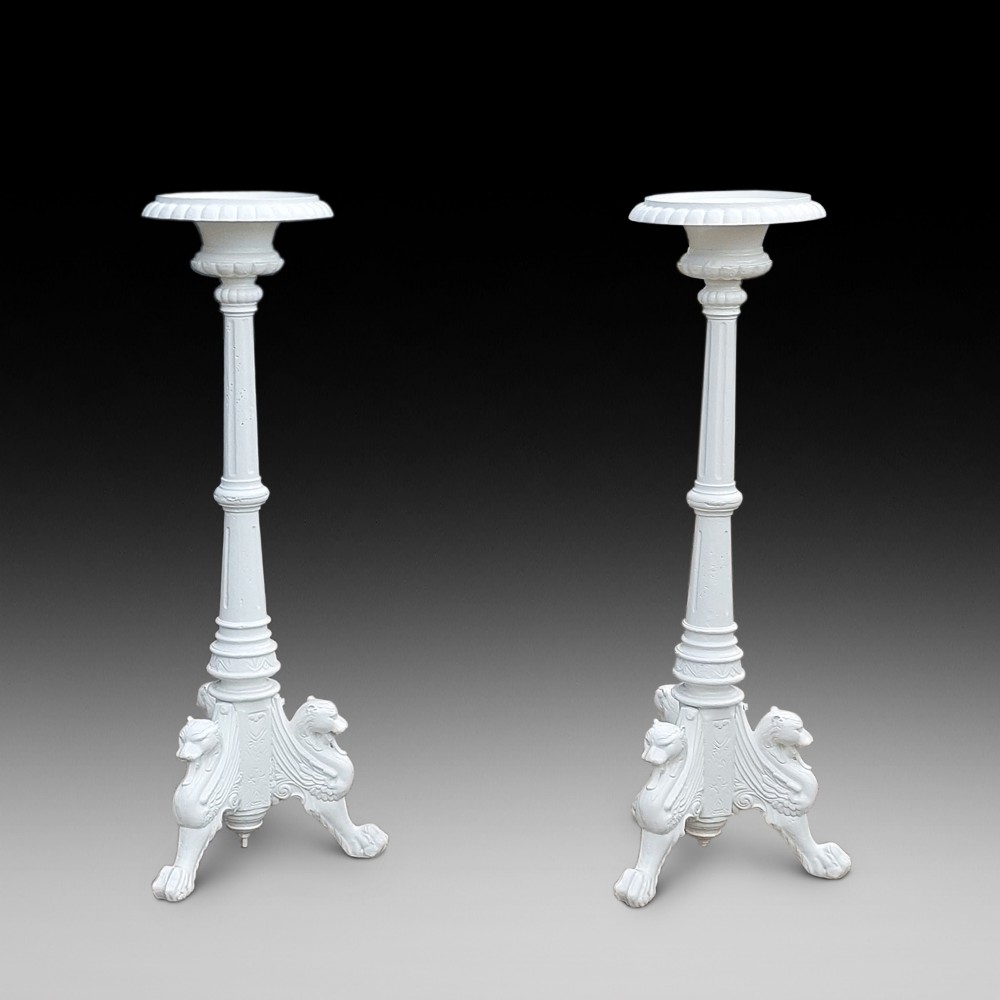 Pair of Victorian Cast Iron Torcheres