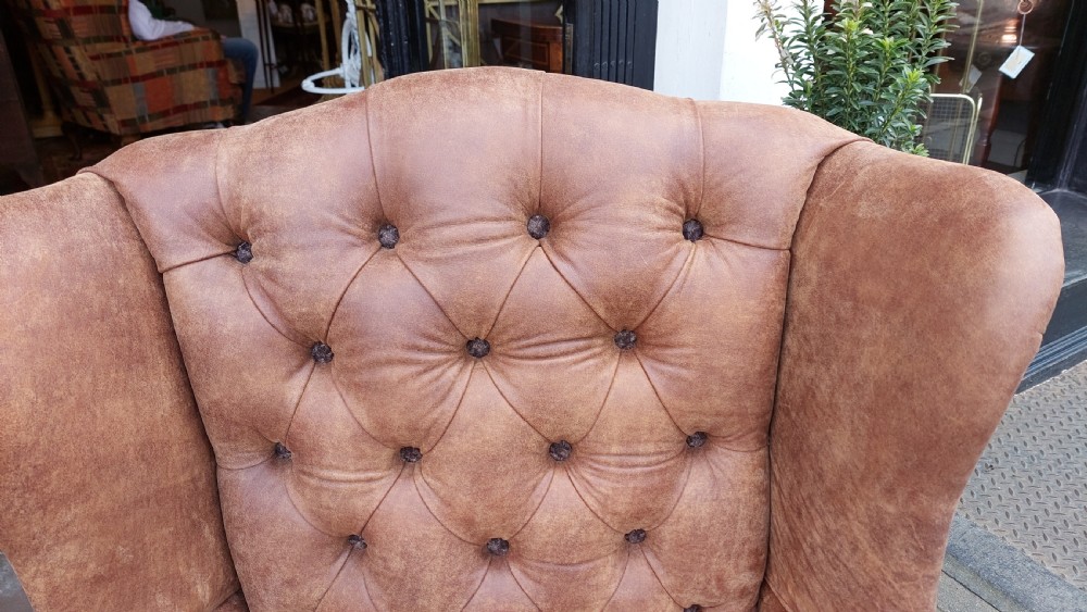 Late 19thC Mahogany French Wing Arm Chair View II