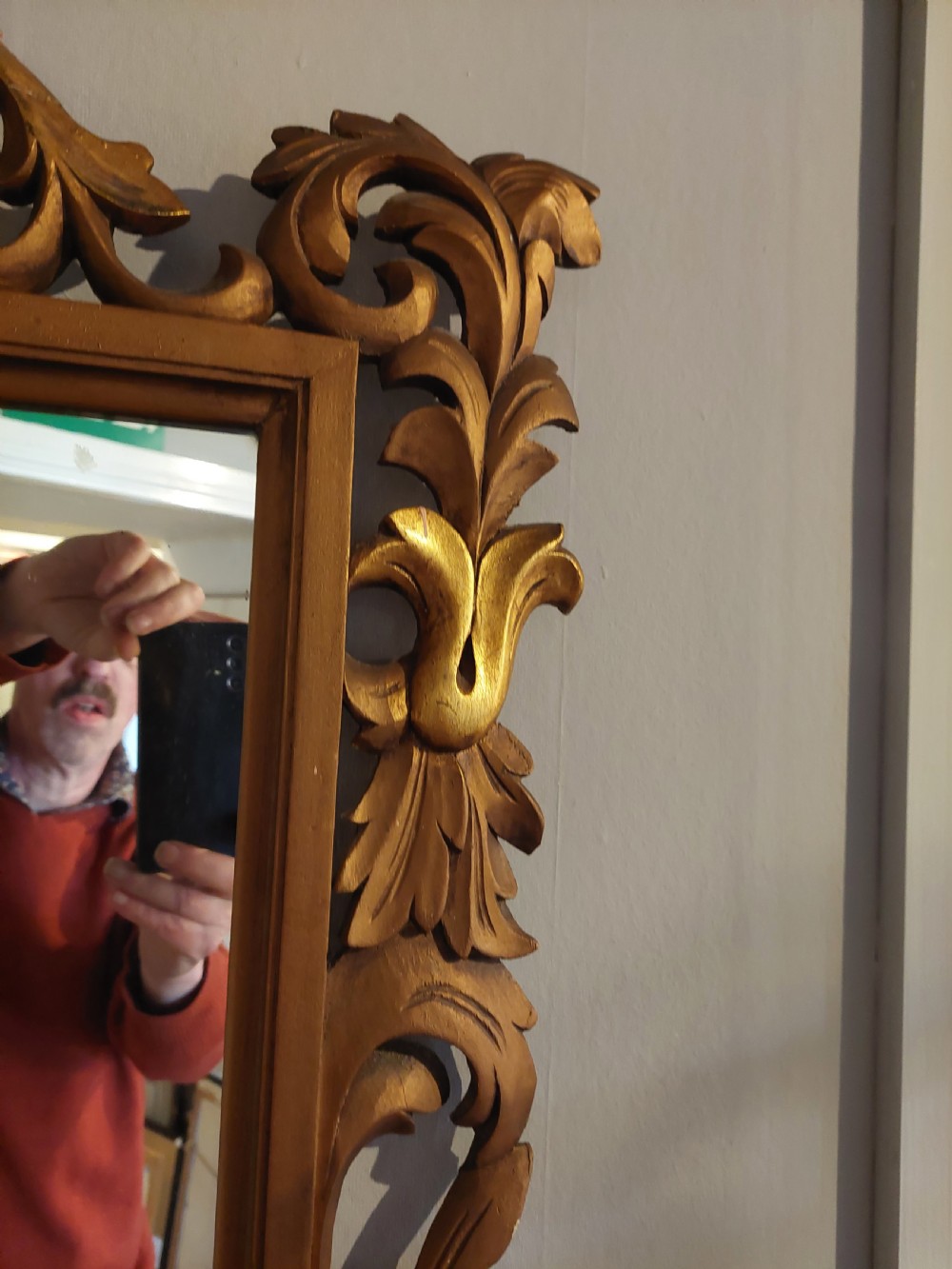 19thC Italian Giltwood Foliate Mirror View III