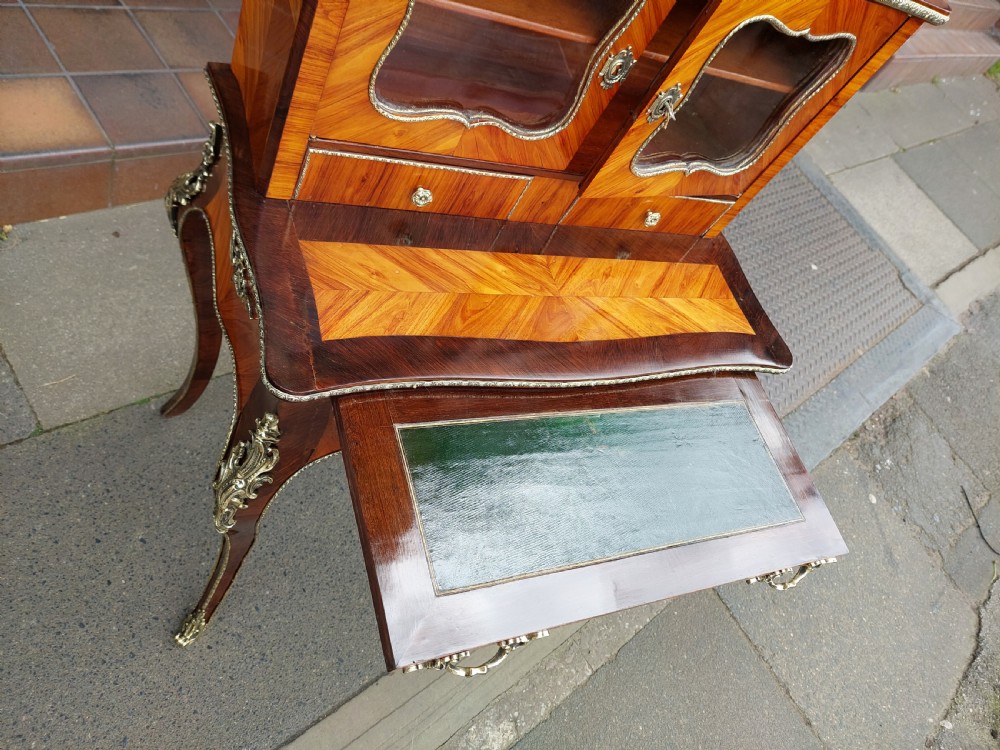 19thC French Tulipwood and Rosewood Bonheur Du Jour  View VI
