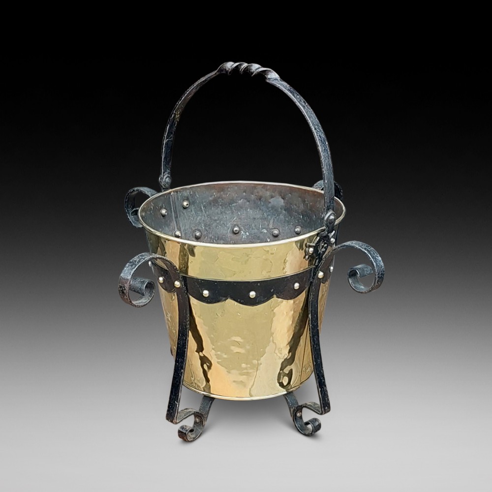 Arts and Crafts Brass and Wrought Iron Planter
