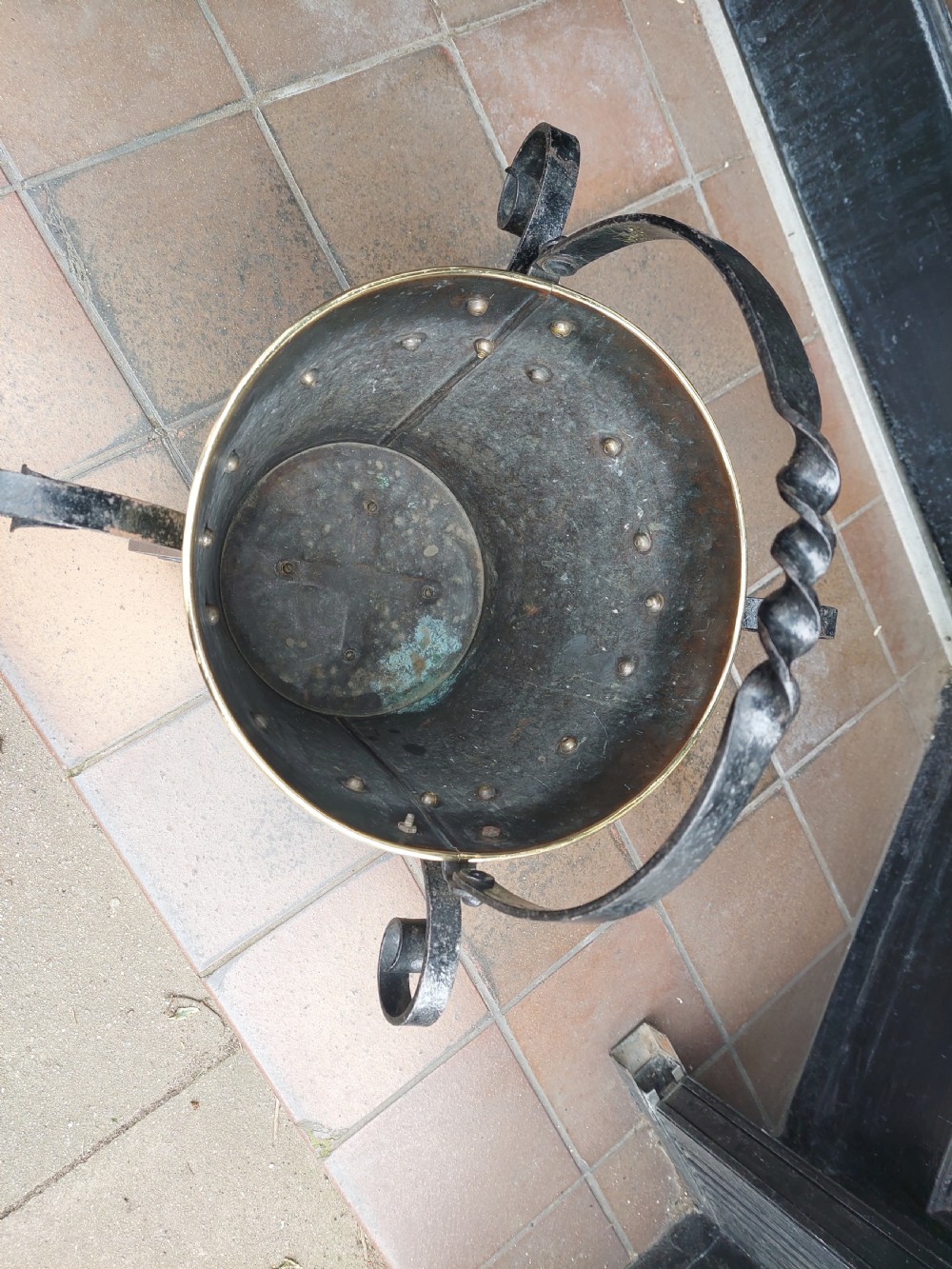 Arts and Crafts Brass and Wrought Iron Planter View II