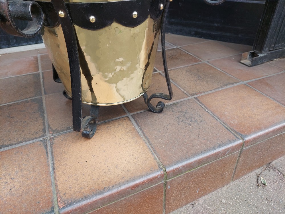 Arts and Crafts Brass and Wrought Iron Planter View IV